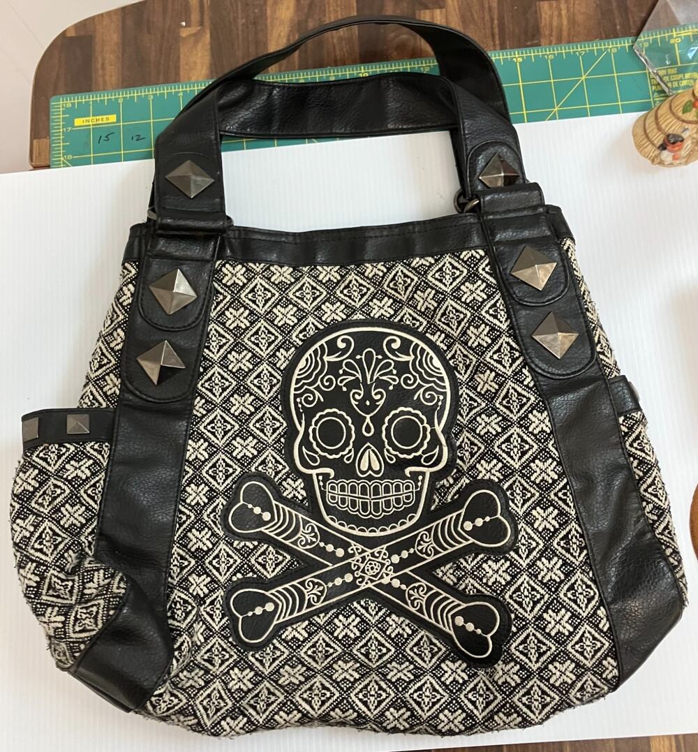 Loungefly Sugar Skull Pleather & Wool Tote AAA2708